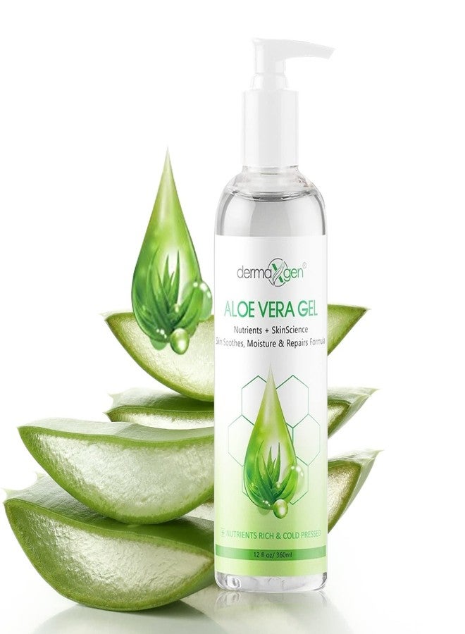 DERMAXGEN Aloe Vera Gel with Witch Hazel, Vitamin C, and Vitamin E - Skin Soothes, Moisture, and Repair Formula for Face and Body - Nutrient-Rich, Organic 100% Pure Aloe Vera - 12 FL OZ - Image 1
